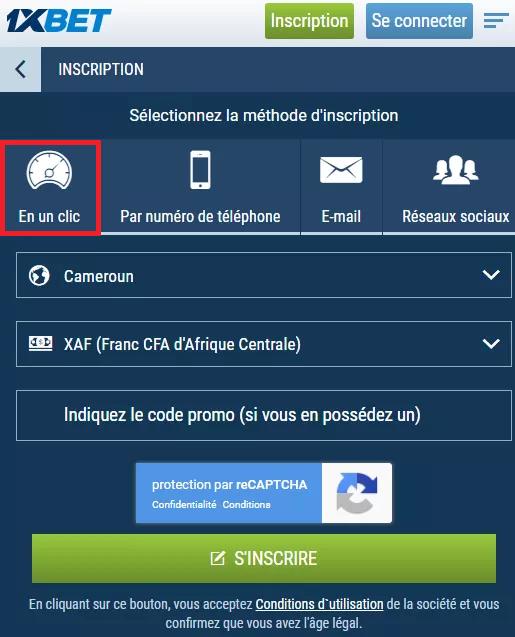 L’inscription en un click